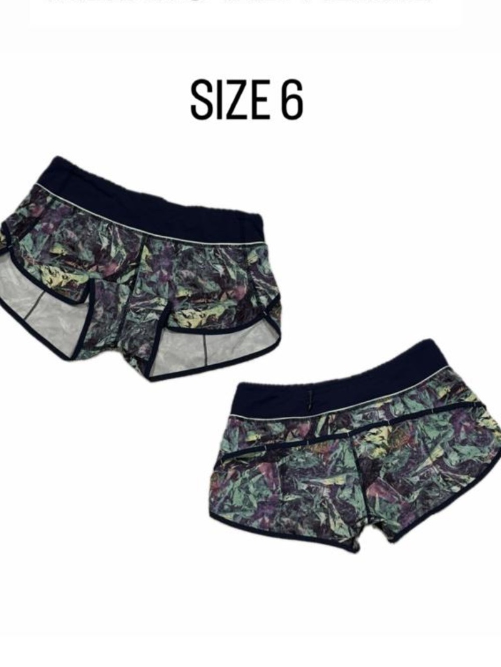 Lululemon Speed Up Low-Rise Shorts - Abstract Floral Print, Size 6.